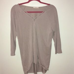 Tan top with crossover neckline